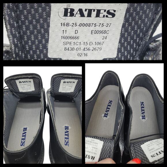 Bates Shoes Mens 11 Black Dress Military Low Tops Satin Matte Vibram Heeled - Picture 12 of 13